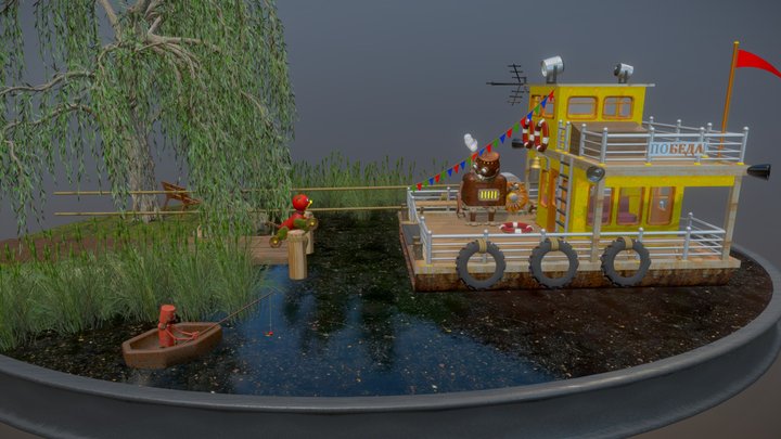 Diorama with robots 3D Model
