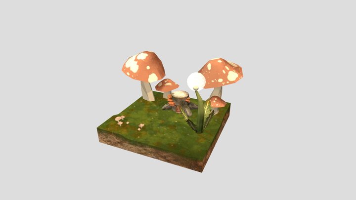 Diorama Turntable - Meditation Spot 3D Model