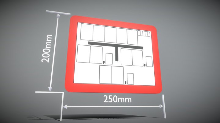 Hinweisschild Hydrant rot 200x250mm 3D Model