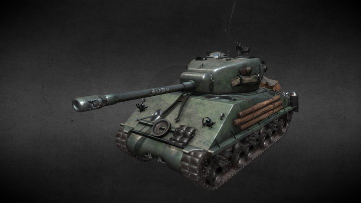 M4A3E8 Sherman Jumbo Fury Tank 3D Model