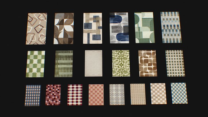 Low-Poly PSX Style Patterned Rugs Pack 3D Model