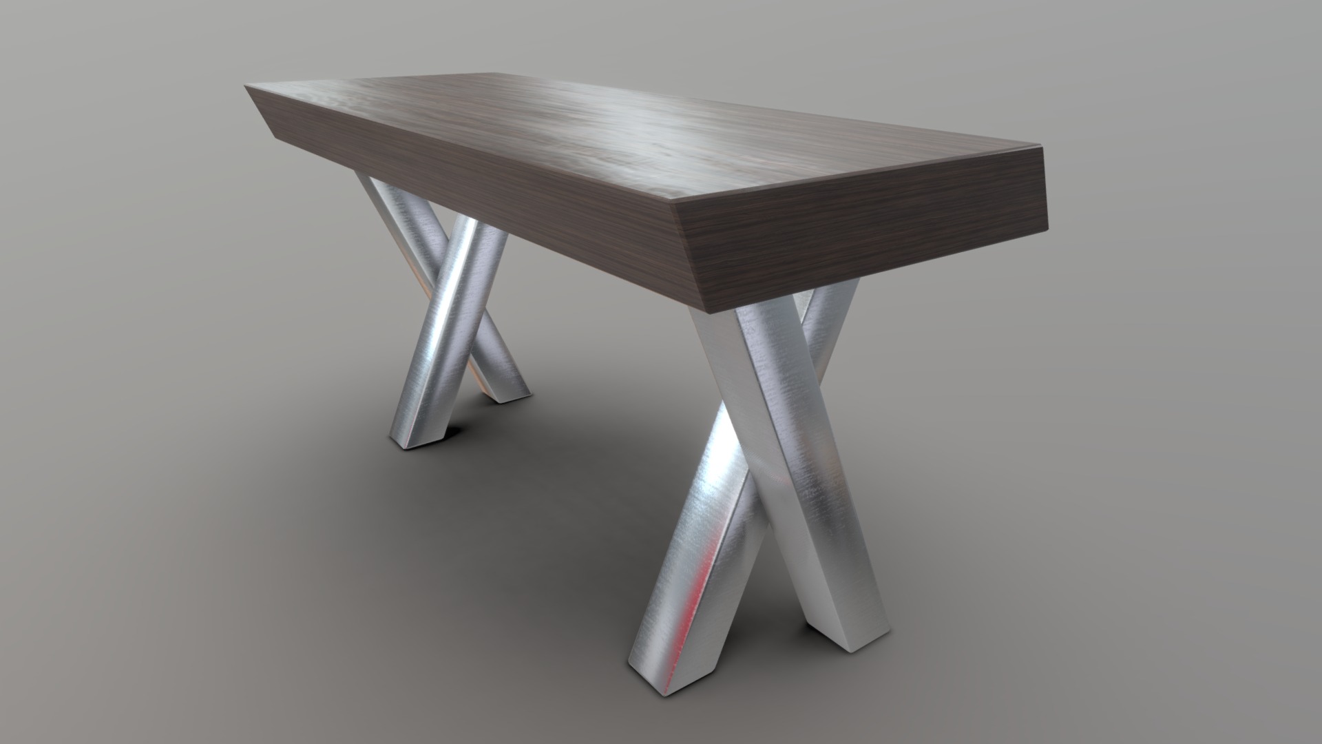 3D model Mesa cruzada - This is a 3D model of the Mesa cruzada. The 3D model is about a wooden table with legs.