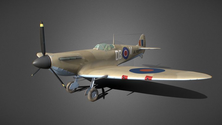 Supermarine Spitfire (MK. VB) -  With Rig 3D Model