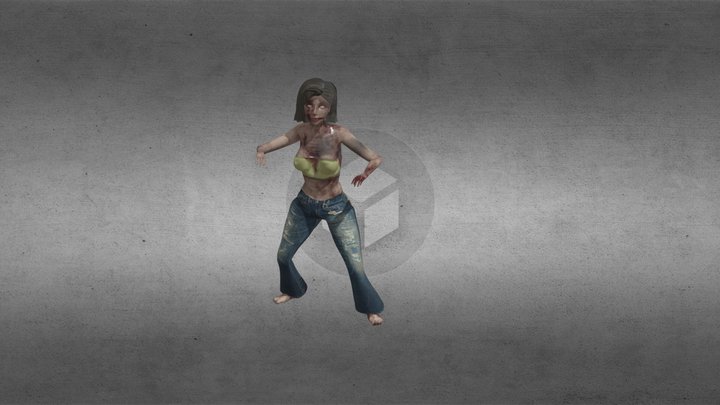 Sexy Horror Zombie Girl 3D Model