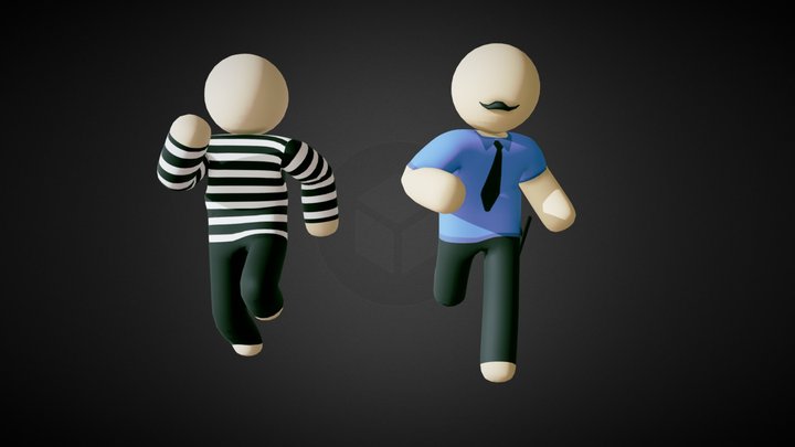 Low Poly Police And Robber | Animated 3D Model