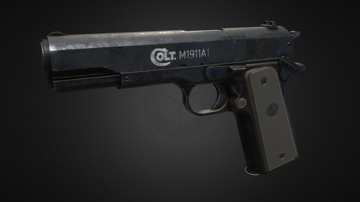 Colt Pistol M1911A1 Game Asset 3D Model
