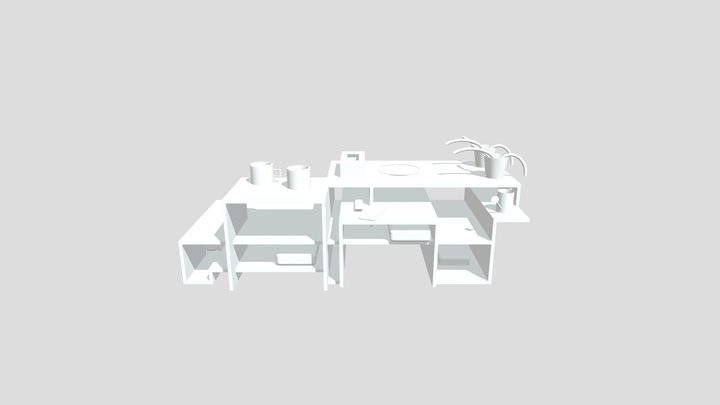FURNITURE TABLE WITH OBJECTS 3D Model