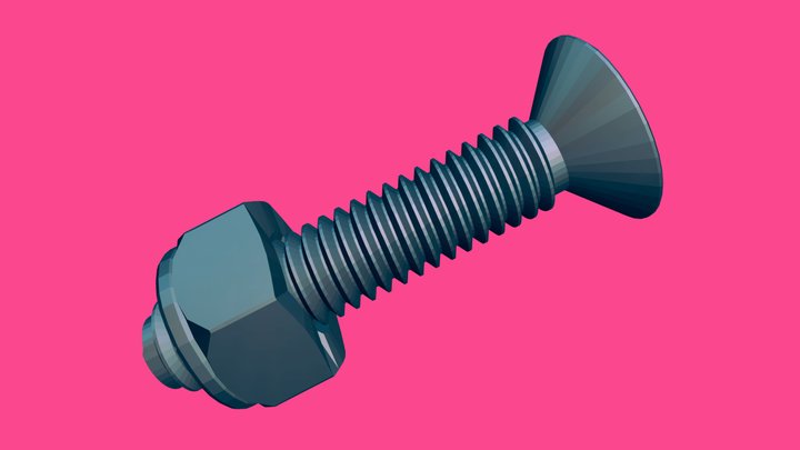 Bolt and nut (low poly) 3D Model