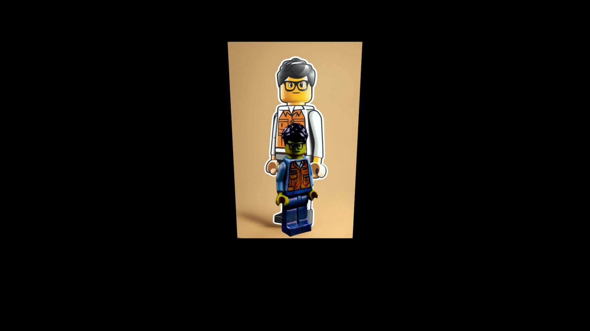 lego man with glasses and vest standing on a bro - Download Free 3D
