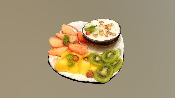 ice cream with fruits 3D Model