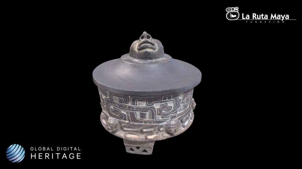 Tripod vessel w/ Anthropomorphic Lid Handle