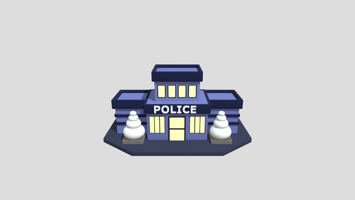 Cartoon-Style Police Station 3D Model 3D Model