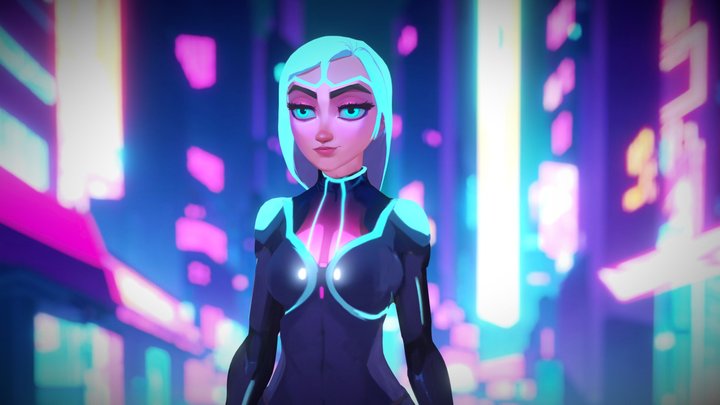 Hand-Painted Cyber Woman (Venus) 3D Model