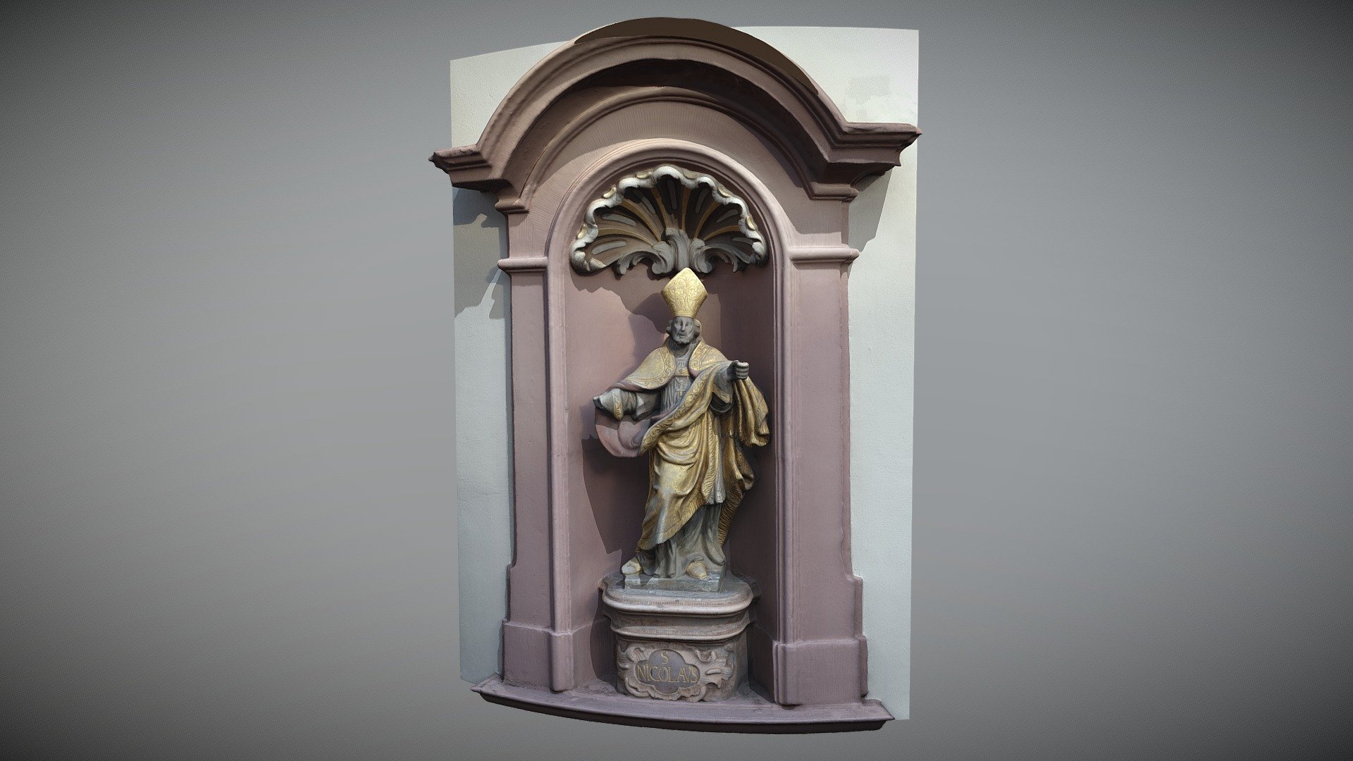 Sandsteinfigur des heiligen Nikolaus