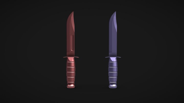 Marine Combat Knife ( High And Low Poly ) 3D Model