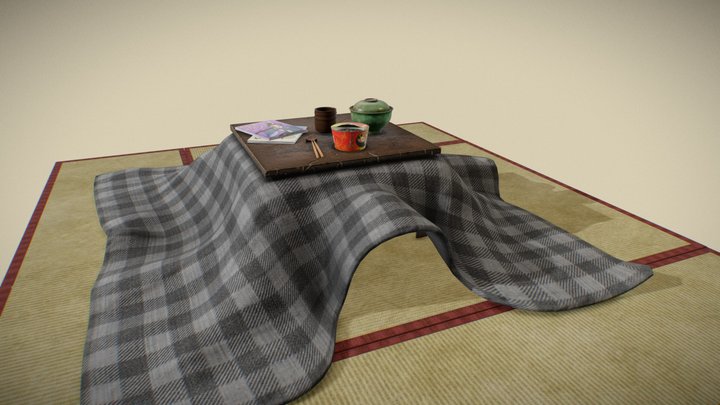 Japanese table kotatsu 3D Model