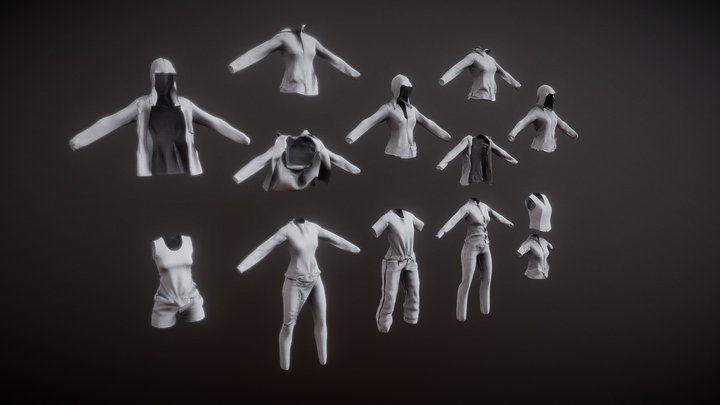Shape of Clothes For Ray II by cloth sim 3D Model