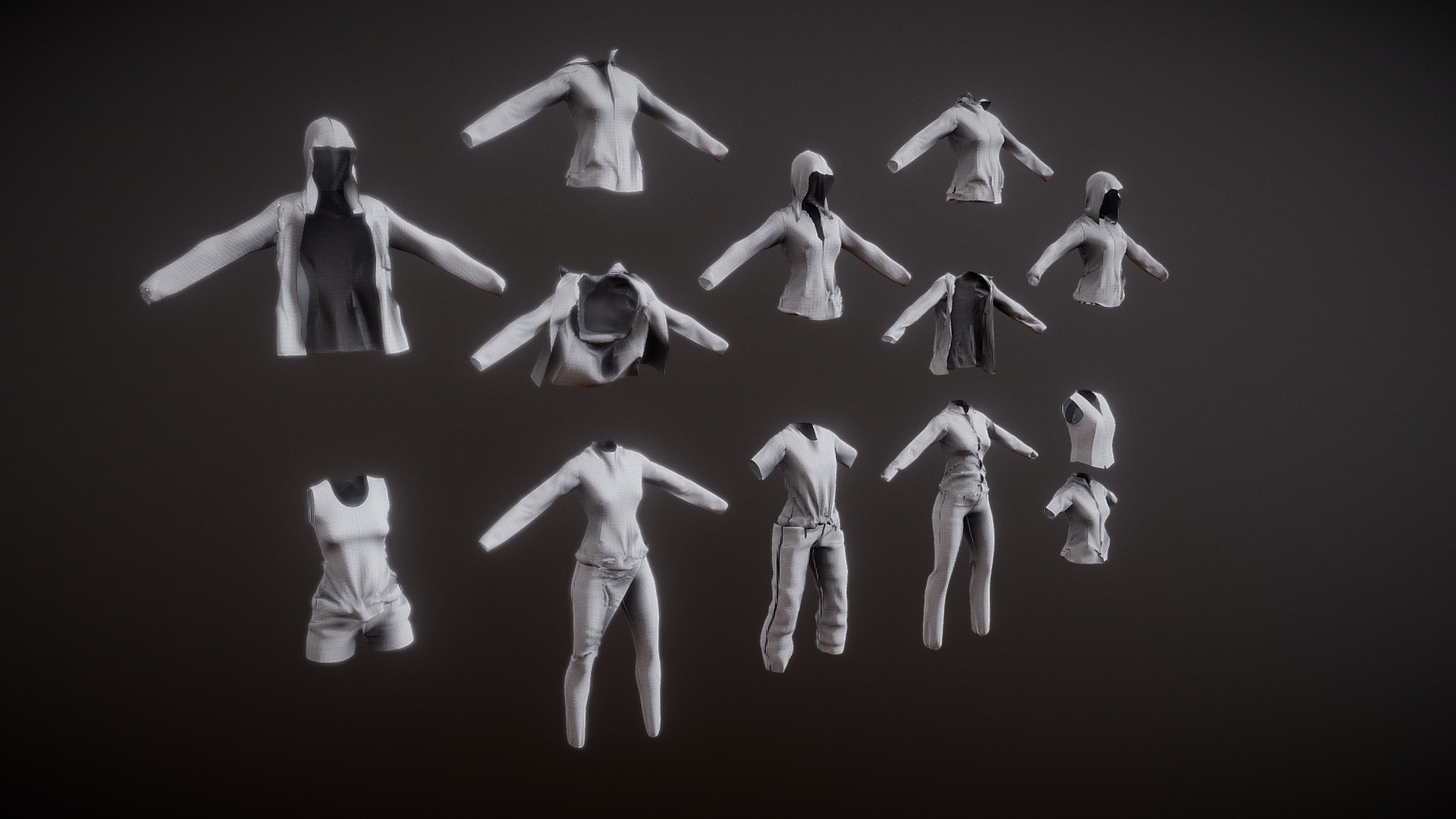 3D model Shape of Clothes For Ray II by cloth sim - This is a 3D model of the Shape of Clothes For Ray II by cloth sim. The 3D model is about a group of people in white.