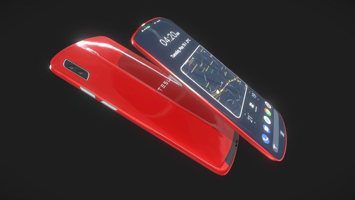 Tesla Model P phone concept (dark background) 3D Model