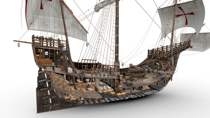 Columbus's ship Santa Maria 1495 3D Model