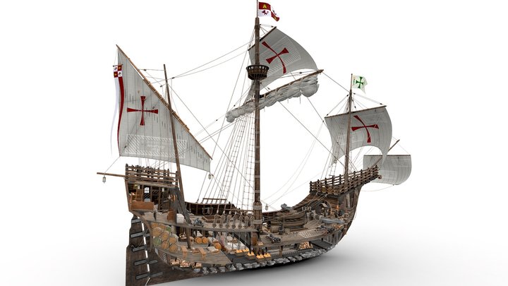 Santa Maria fully detailed interior 3D Model