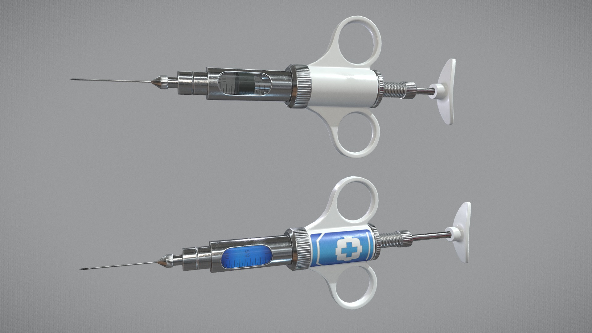 3D model Lowpoly Syringe - This is a 3D model of the Lowpoly Syringe. The 3D model is about a pair of medical tools.