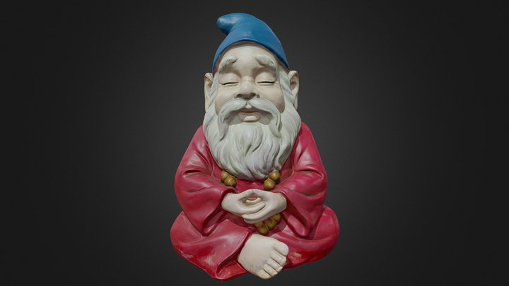 Meditating Garden Gnome Statue 3D Model