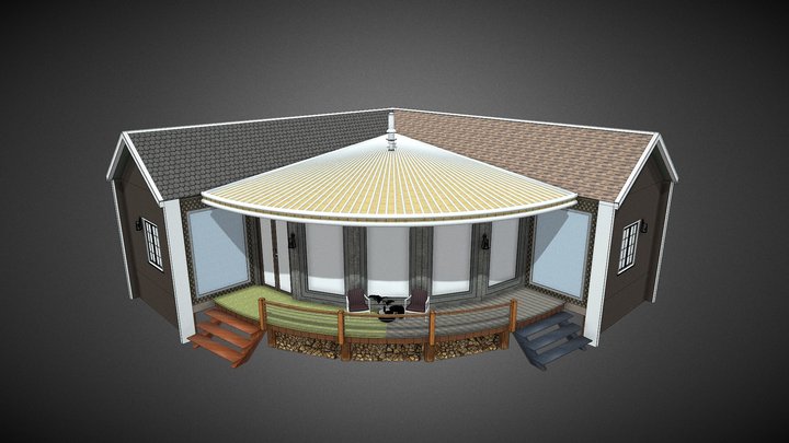 49' x49' (15m x15m) Cabin Airbnb House 3D Model