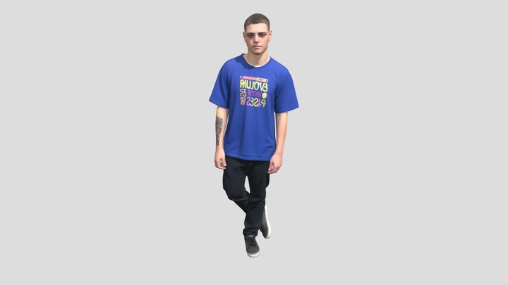 Casual Portrait in a Blue T-Shirt – Modello 3D gratuito STL