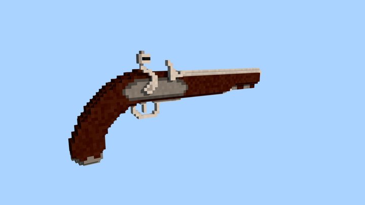 Minecraft - Voxel flintlock pistol 3D Model