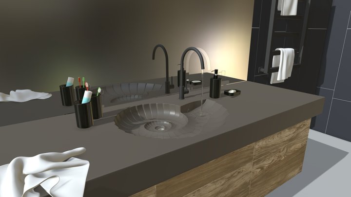 Ammonite Washbasin by HighTech Design 3D Model