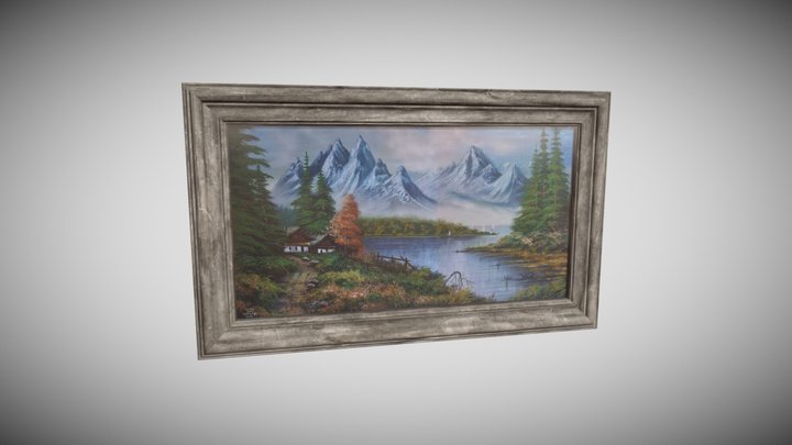 Forest Mountains Painting 3D Model