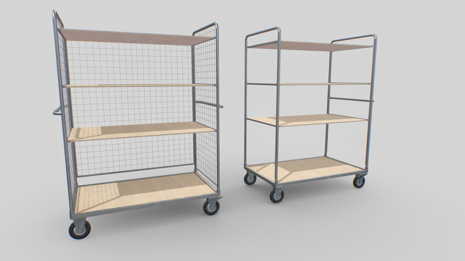 3D model Warehouse Trolley pack 2 - This is a 3D model of the Warehouse Trolley pack 2. The 3D model is about a couple of shopping carts.