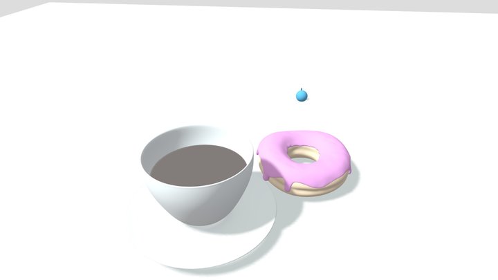 Coffee Cup and Donut with Icing 3D Model