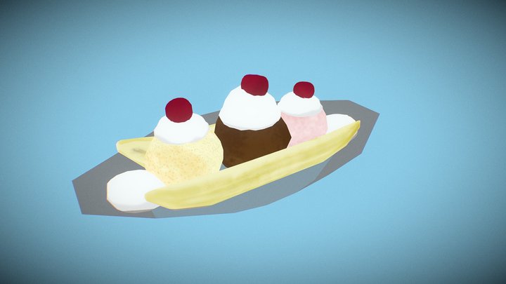 Low poly banana split 3D Model