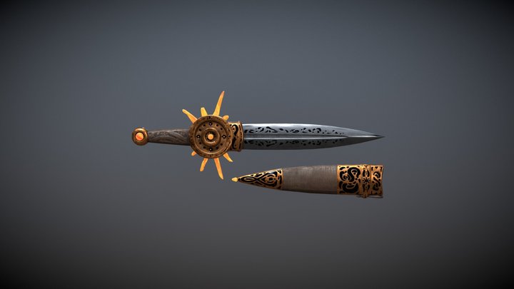 Dagger with crystals 3D Model