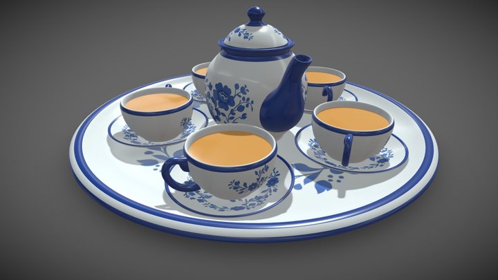 Teapot and Cups, Teapot set 3D model 3D Model