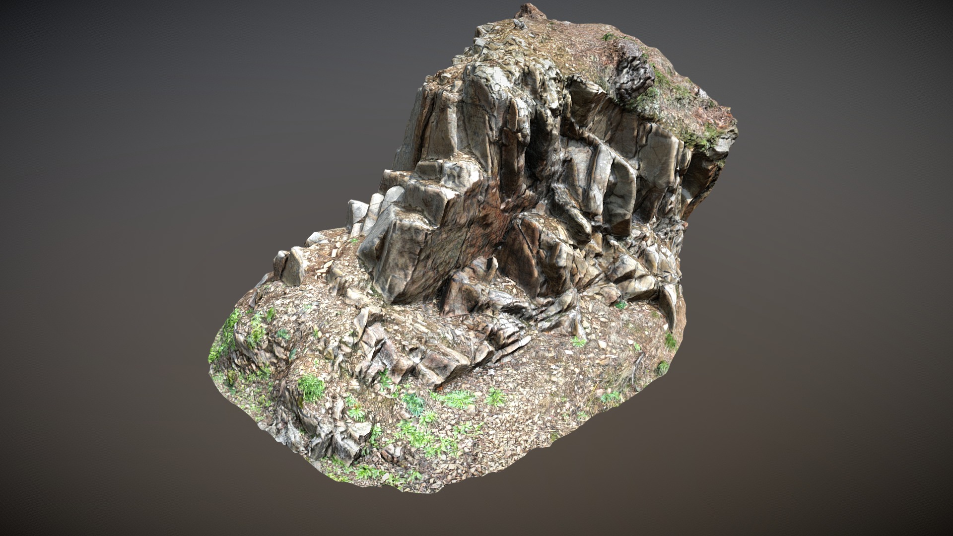 3D model 3d scanned cliff face F - This is a 3D model of the 3d scanned cliff face F. The 3D model is about a large rock formation.