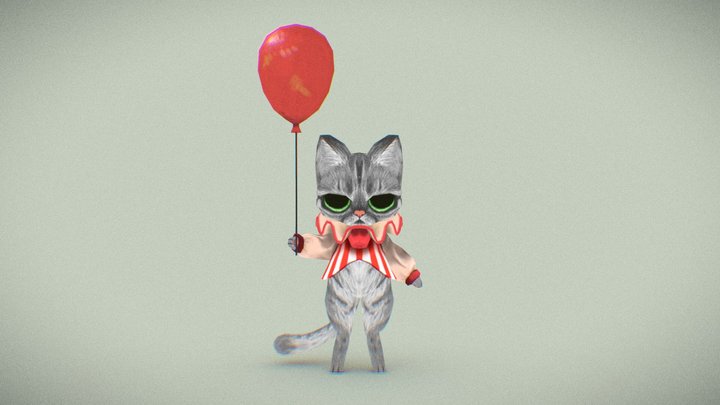 Sad Clown Cat 3D Model