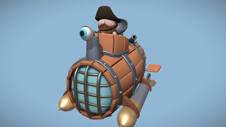 Stylized Pirate Submarine 3D Model