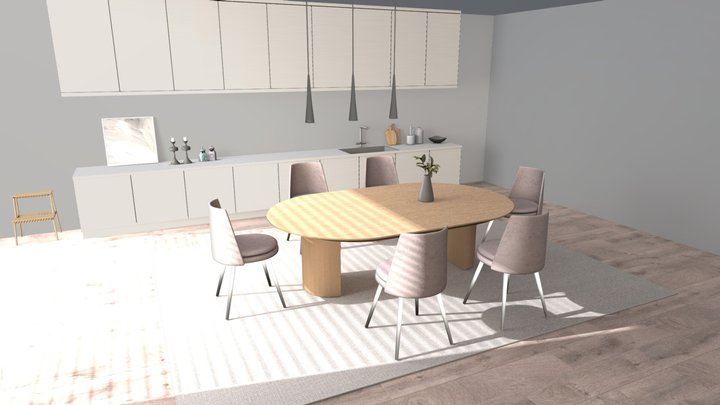 Dining-room-kitchen-baked (test) 3D Model