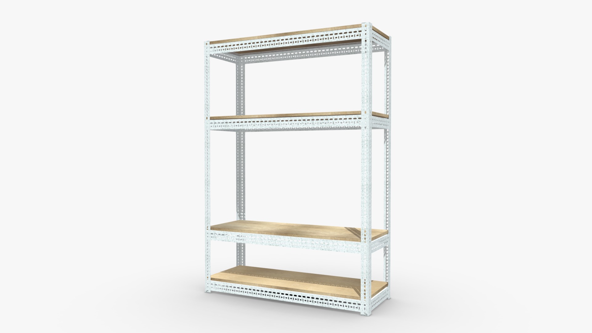 3D model Perforated Bar Storage Shelf - This is a 3D model of the Perforated Bar Storage Shelf. The 3D model is about a wooden chair with a cushion.