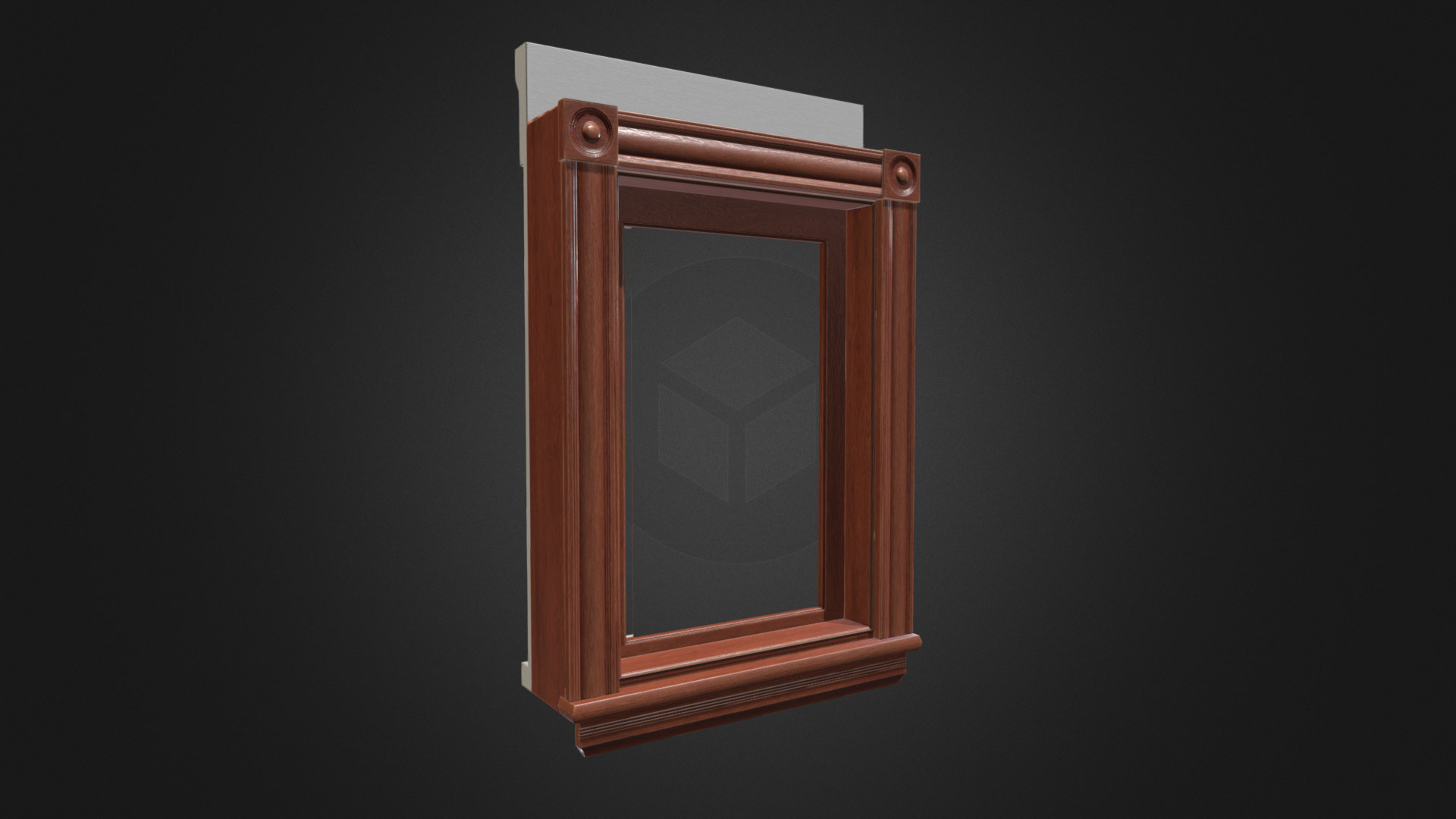3D model Lowpoly Antique Window (24in 1 Light Single) - This is a 3D model of the Lowpoly Antique Window (24in 1 Light Single). The 3D model is about a wooden frame with a picture of a person in it.