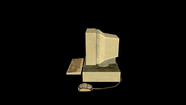 Retro PC and monitor 3D Model
