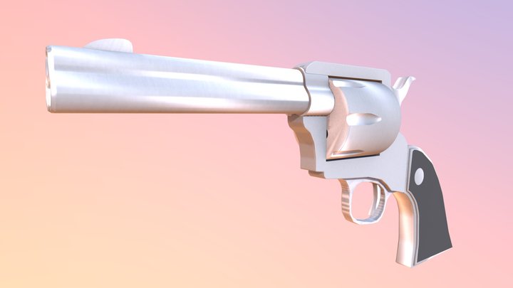 Low-Poly Cowboy Revolver 3D Model