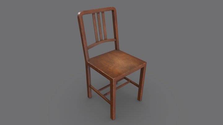 Old Wooden Chair 05 Low-poly PBR – Free 3D Model STL