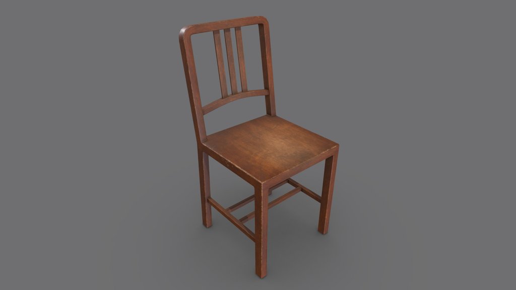 Old Wooden Chair 05 Low-poly PBR