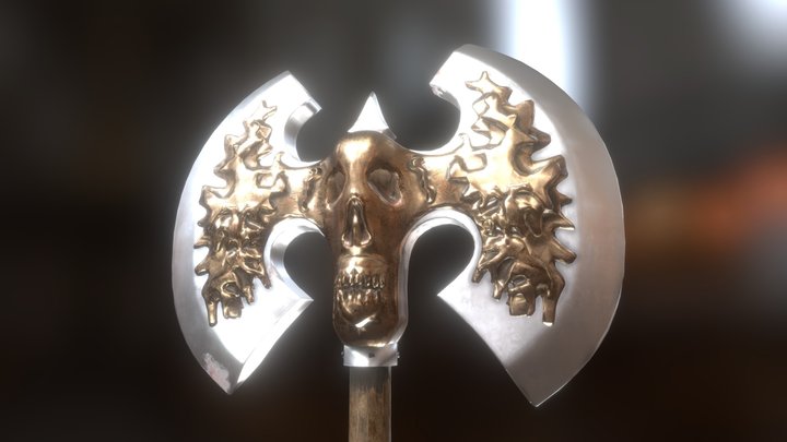 Ancient battle axe with death sign 3D Model