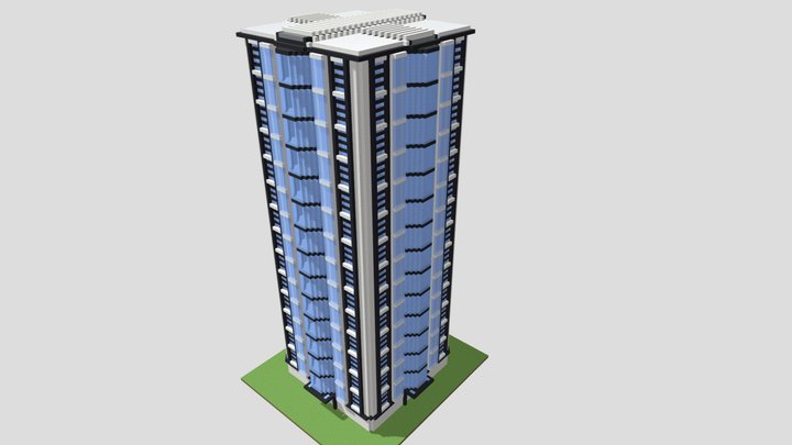 Modern skyscraper built in Minecraft. 3D Model