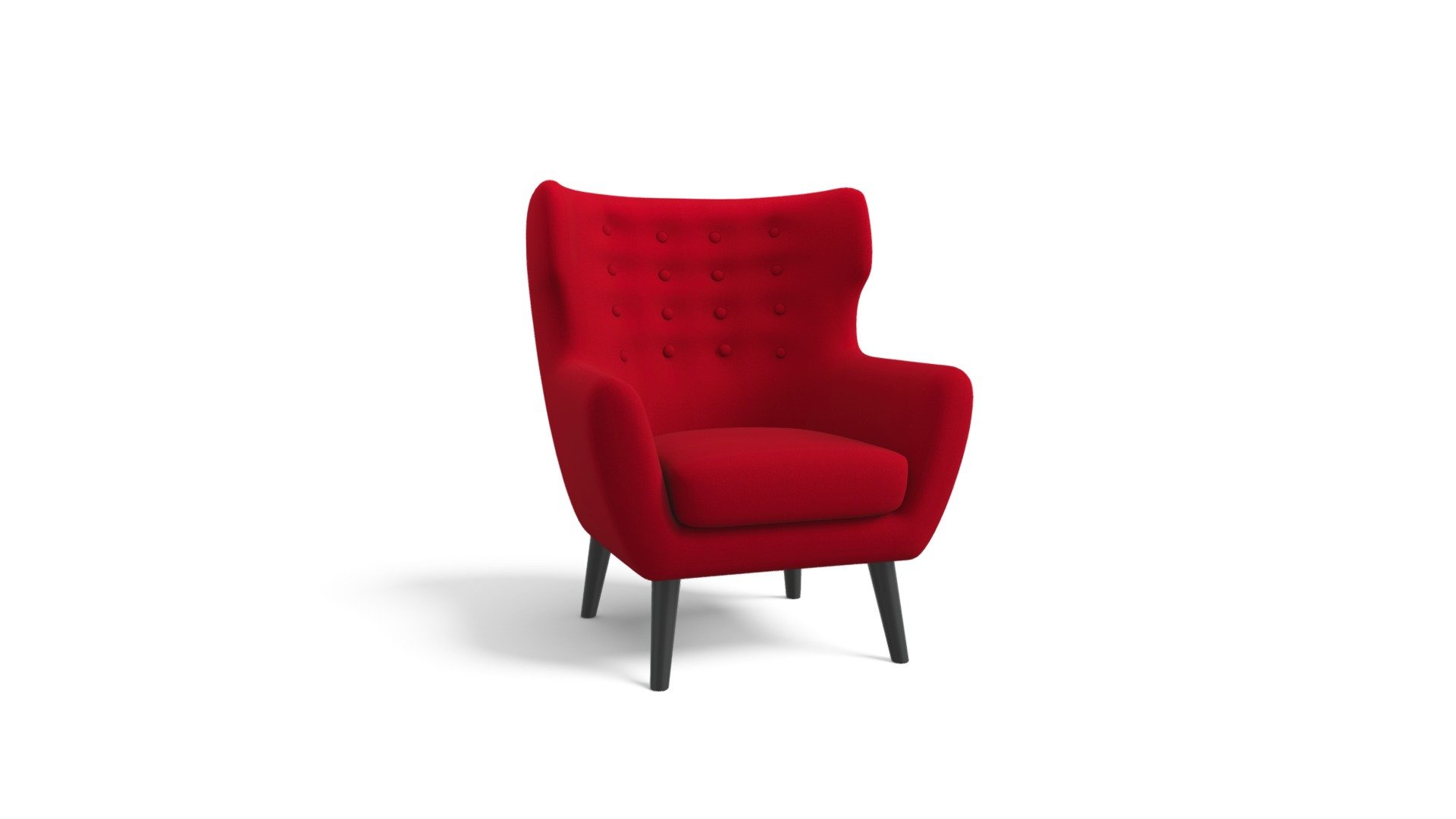 Kubrick Wing Back Armchair, Rose Red Wool Mix Download Free 3D model